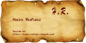 Hain Rufusz névjegykártya